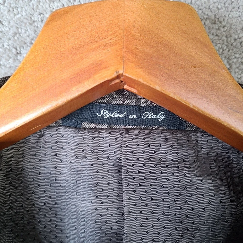 Ideal Jacket Mens‎ 44L Brown Striped Blazer Two Button Super 140s Wool Suit Coat